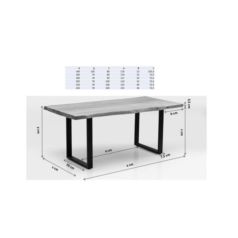 Table Harmony Silver 160x80